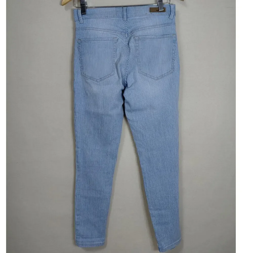 Garage Cotton Blend Blue Striped Skinny Stretch Jeans Women Size 7